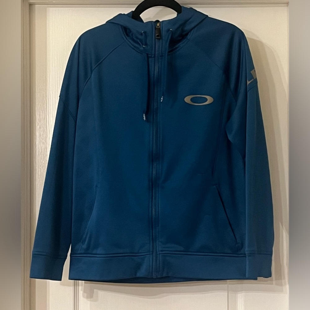 Oakley Teal Blue Full-Zip Adult Small Hoodie W/Adjustable Drawstrings